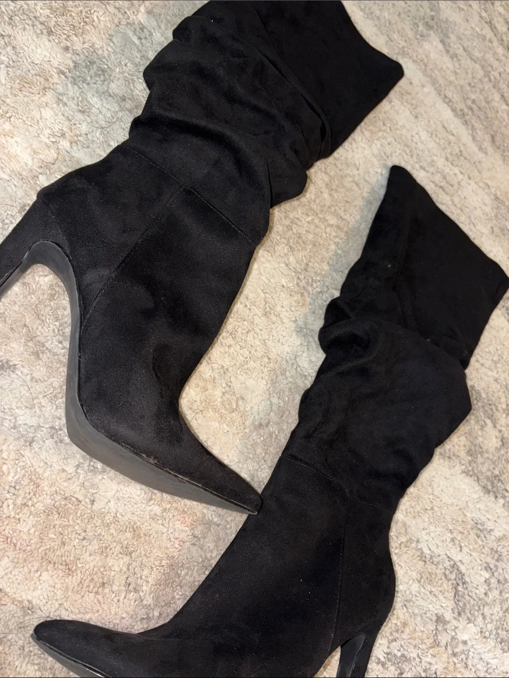 OFFERS! Black Over the Knee Pointed Toe Slouch Boots size 8 knee high boots